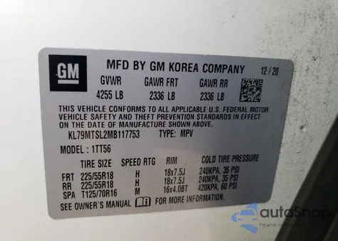 2021 Chevrolet Trailblazer Rs from USA, damaged, VIN KL79MTSL2MB117753